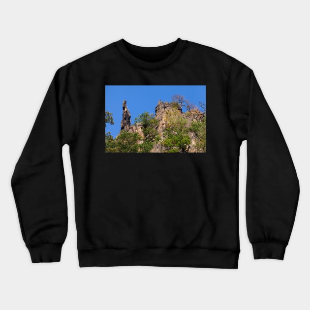 Bodetal, rock, cliff, cliff, Thale, Harz, Germany, autumn Crewneck Sweatshirt by Kruegerfoto